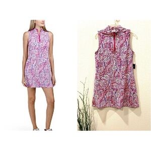 $158 TOMMY BAHAMA LG UPF 50 AUBREY GOLF TENNIS DRESS 4 WAY STRETCH SHORT POCKET